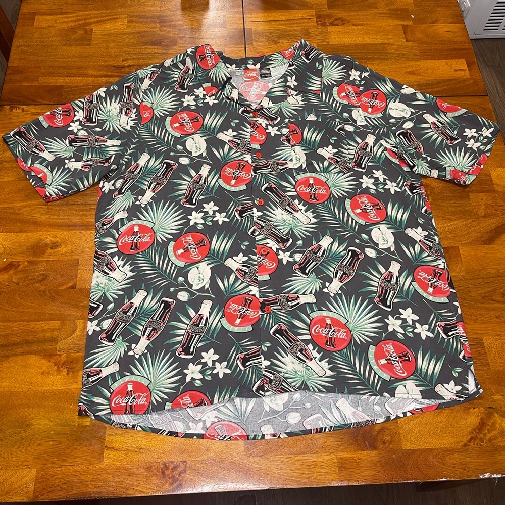 Coca Cola Black and Red Casual Button Down Shirt